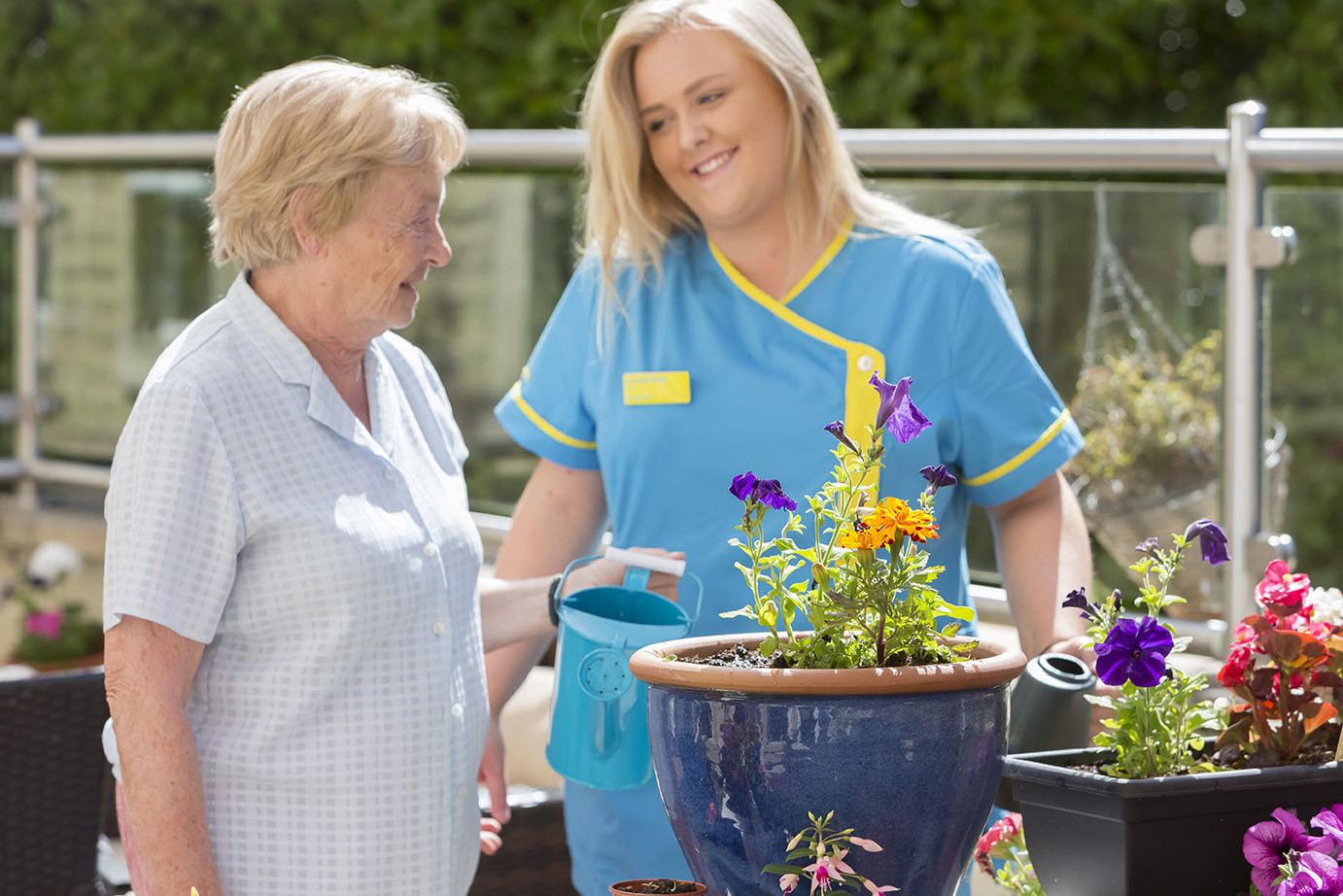 A nurse caring for an elderly resident